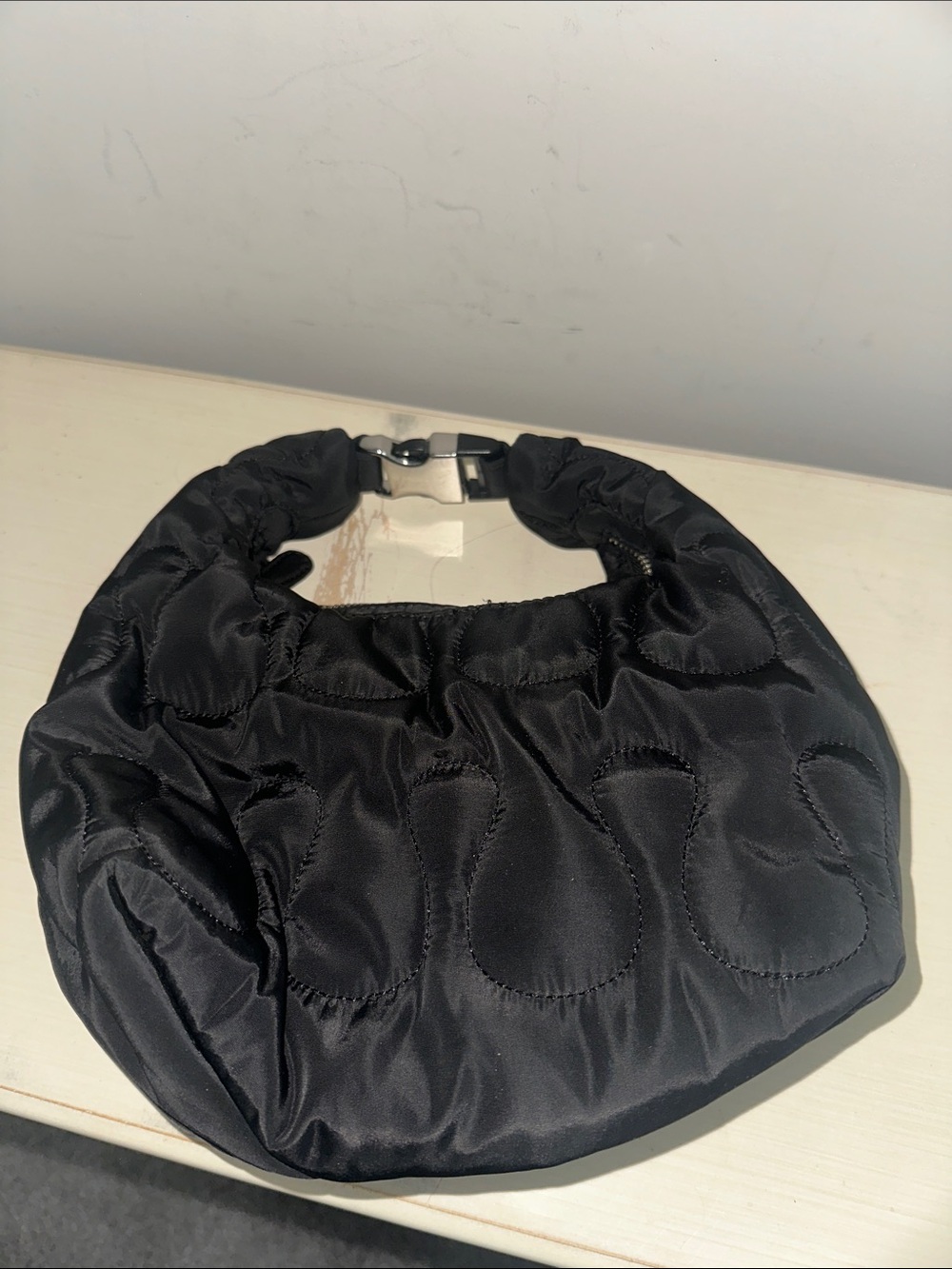 Topshop Gigi quilted Black recycled purse with Silver buckle